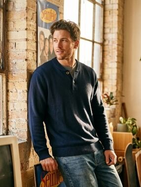 Eddie Bauer Henley Cotton Sweater Fisherman